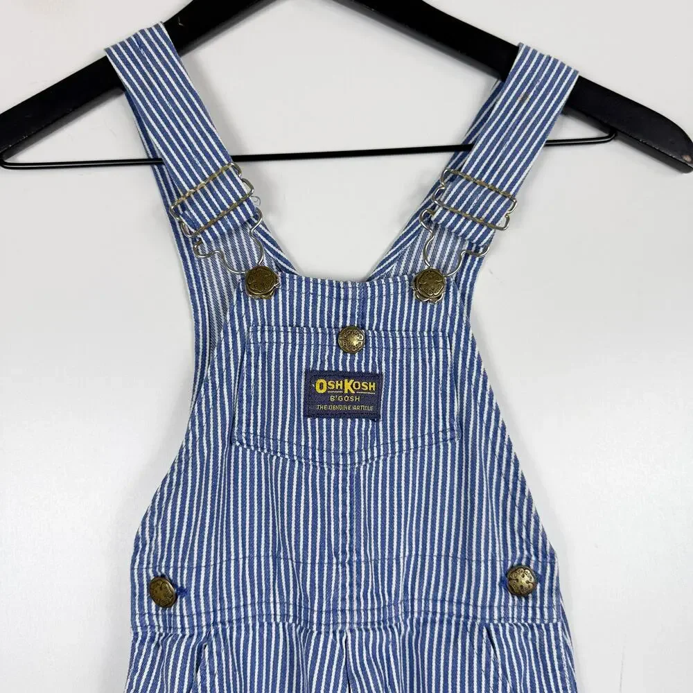 Vintage OshKosh B’Gosh USA Stripe Blue Overalls - 3 3T